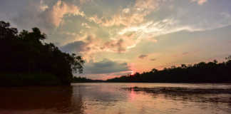 Sunset on the Kinabatangan River - Sabah Borneo
