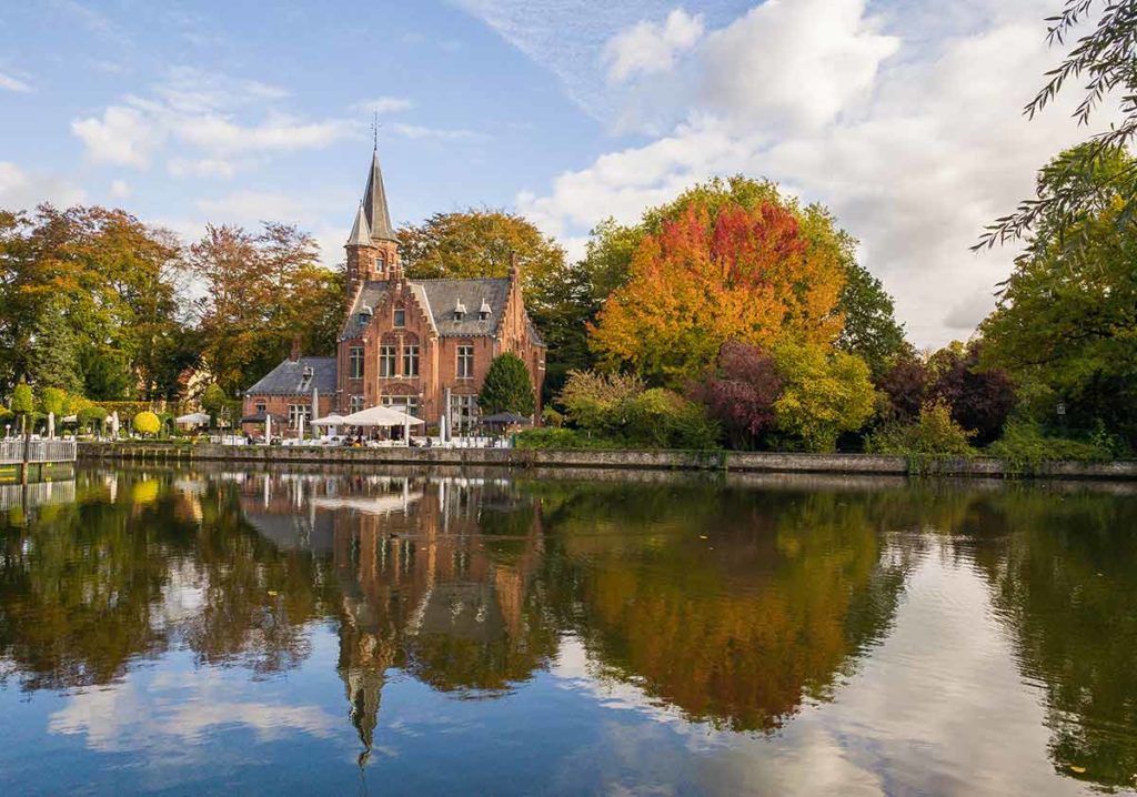 Minnewater Lake landmarks in belgium