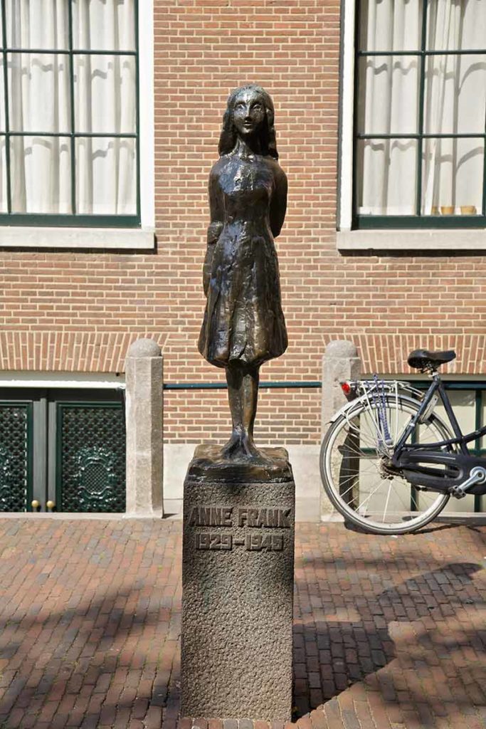 Anne Frank's statue is a landmark of amsterdam
