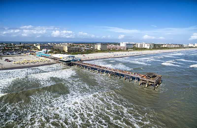 aerial view of the Cocoa Beach and Pier in Florida