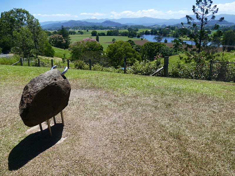 Art sheep overlooking valley at Margaret Olley gallery