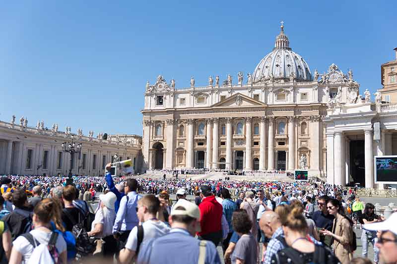 View of St. Peters basilica from St. Peter's square