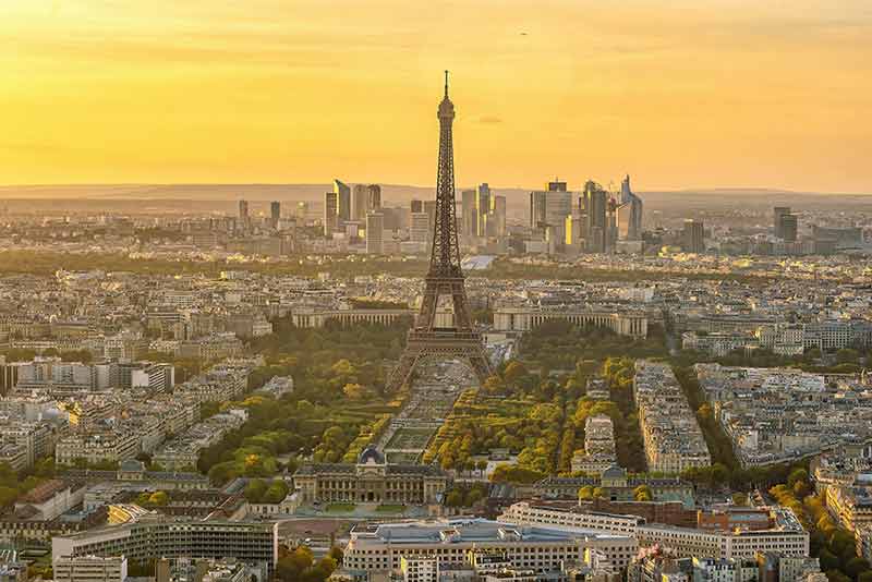 Paris City Skyline With Eiffel Tower Cityscape