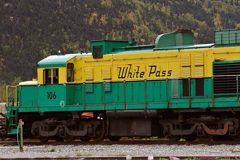 Colorful train engine in Skagway, Alaska