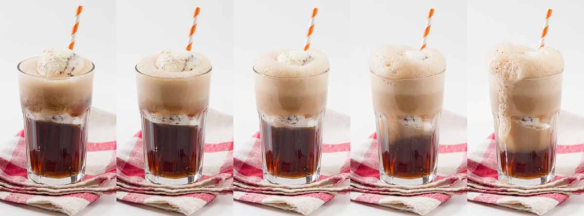 American fizzy drinks root beer Collage image of Root beer with vanilla ice cream