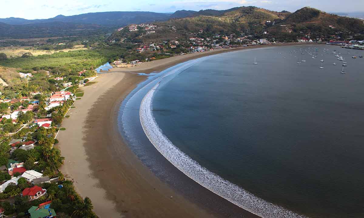 Beaches Nicaragua san juan del sur aerial view of houses, sand and water