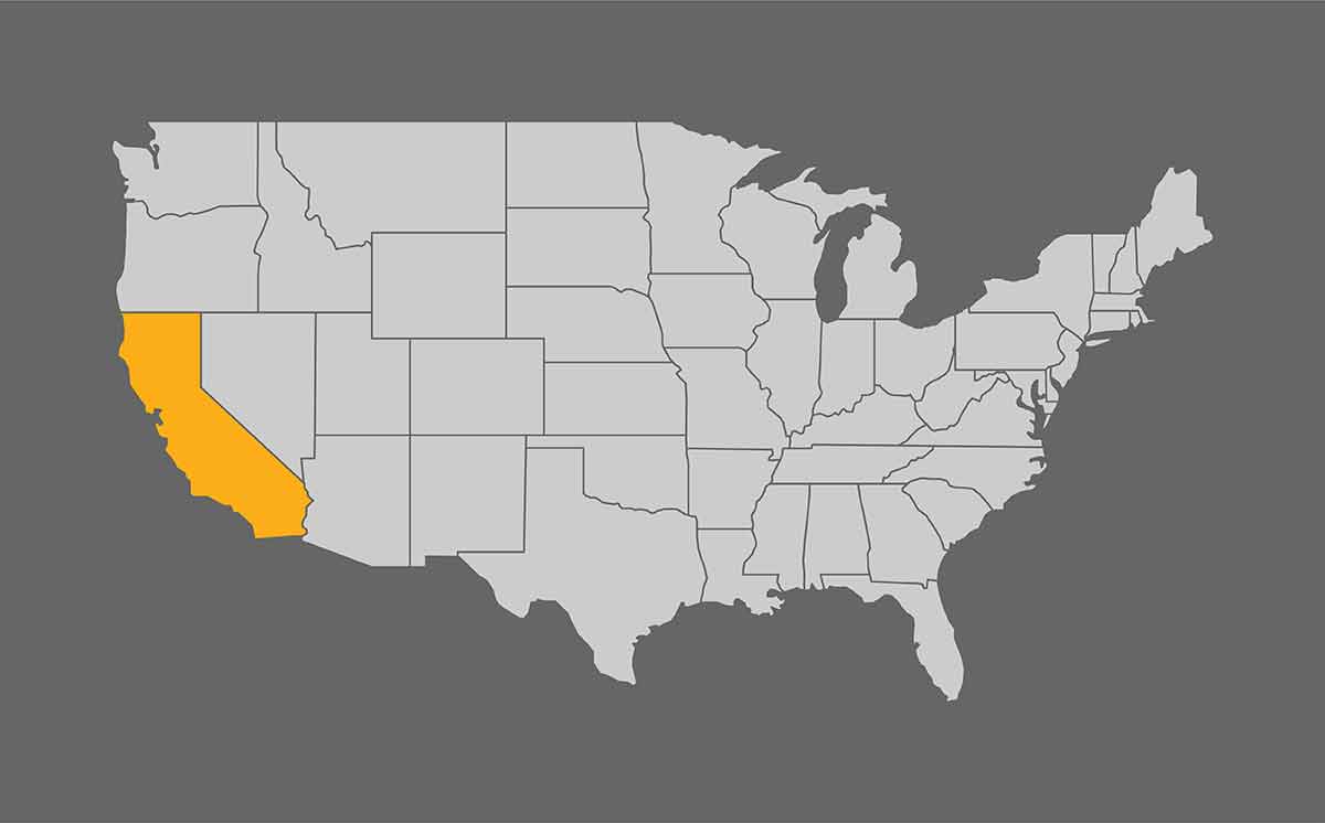 Map Of United States, With California Highlight