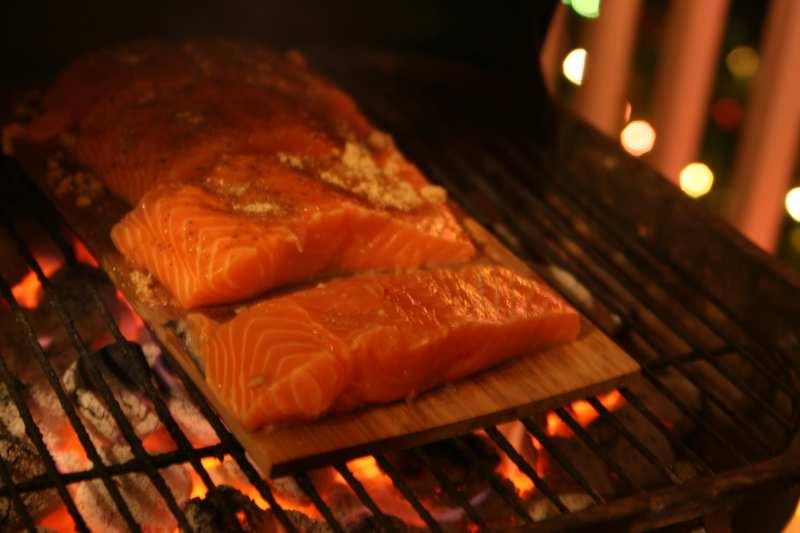 Canada food - Cedar plank salmon on a grill