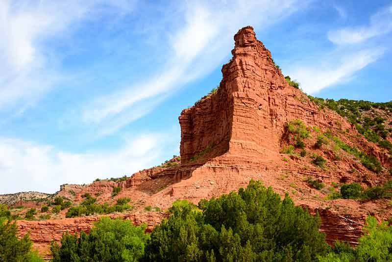 Stunning red rock cliff in Caprock Canyons State Park Texas