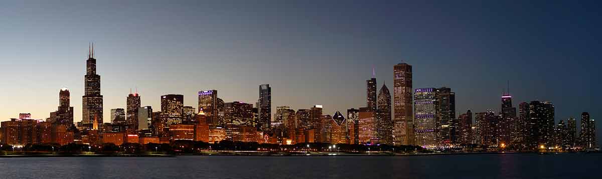 Chicago skyline at night