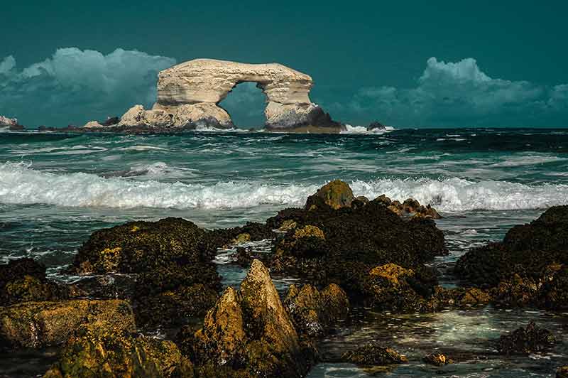 Chile beaches dangerous rock formation off the shore