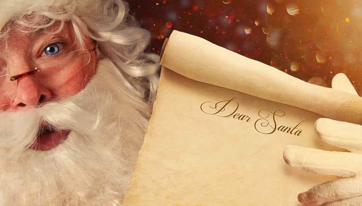 Christmas in Florida santa holding a list
