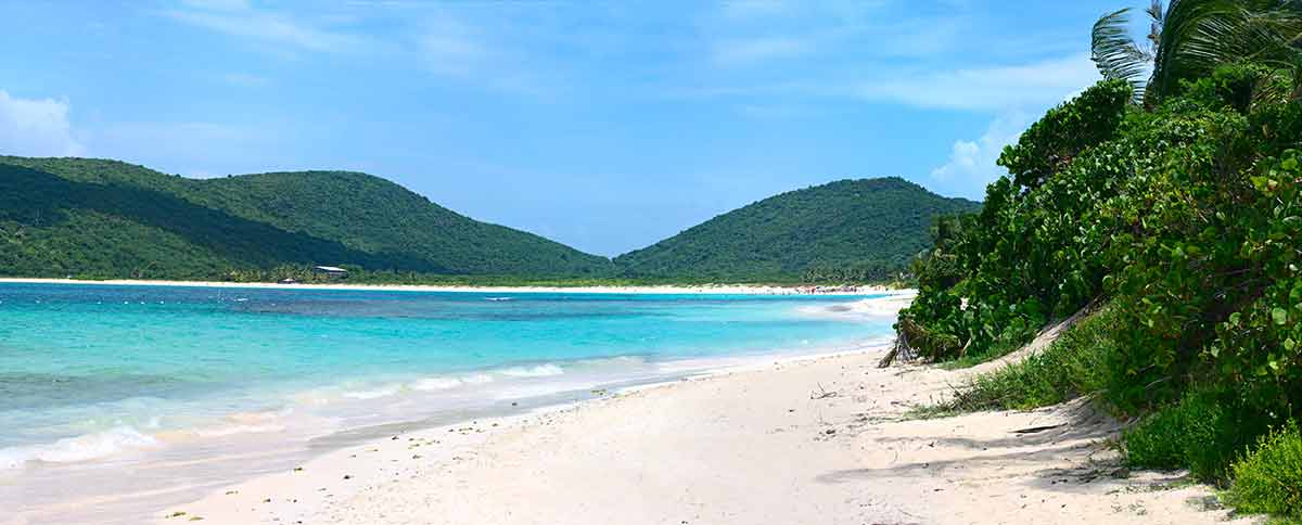 White sand and blue water for Christmas on the beach at Flamenco beach Culebra