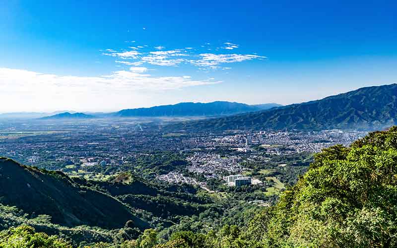 aerial view of Ibagué surrounded by mountains