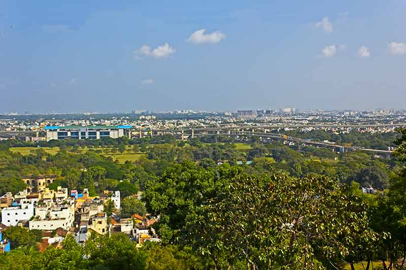 distant aerial view of Chennai