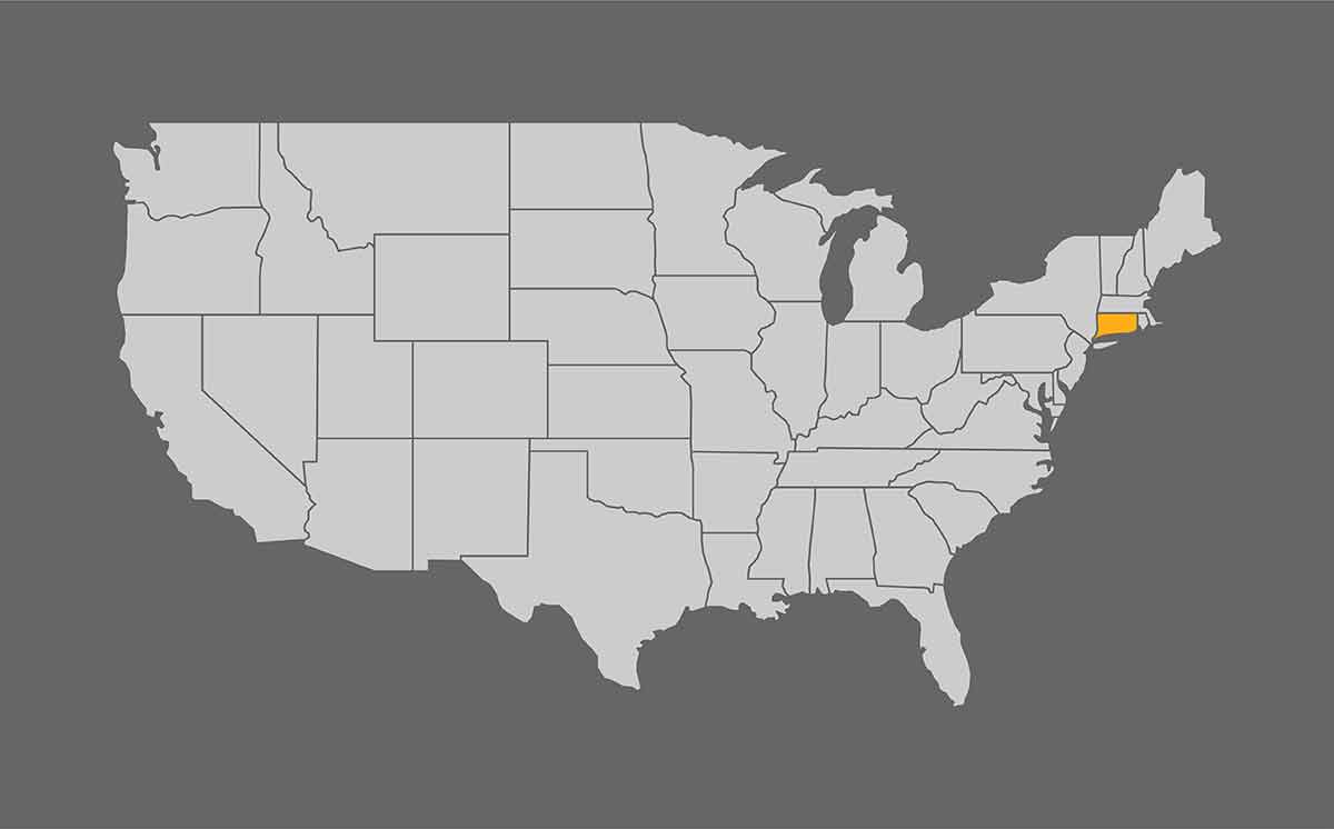 Map Of United States With Connecticut Highlight