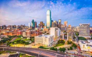 Dallas landmarks in the city skyline