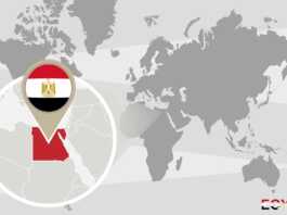 World Map With Magnified Egypt
