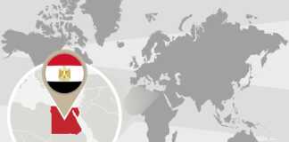 World Map With Magnified Egypt