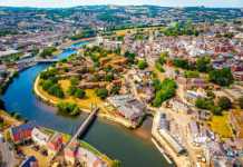 Exeter aerial on a sunny day