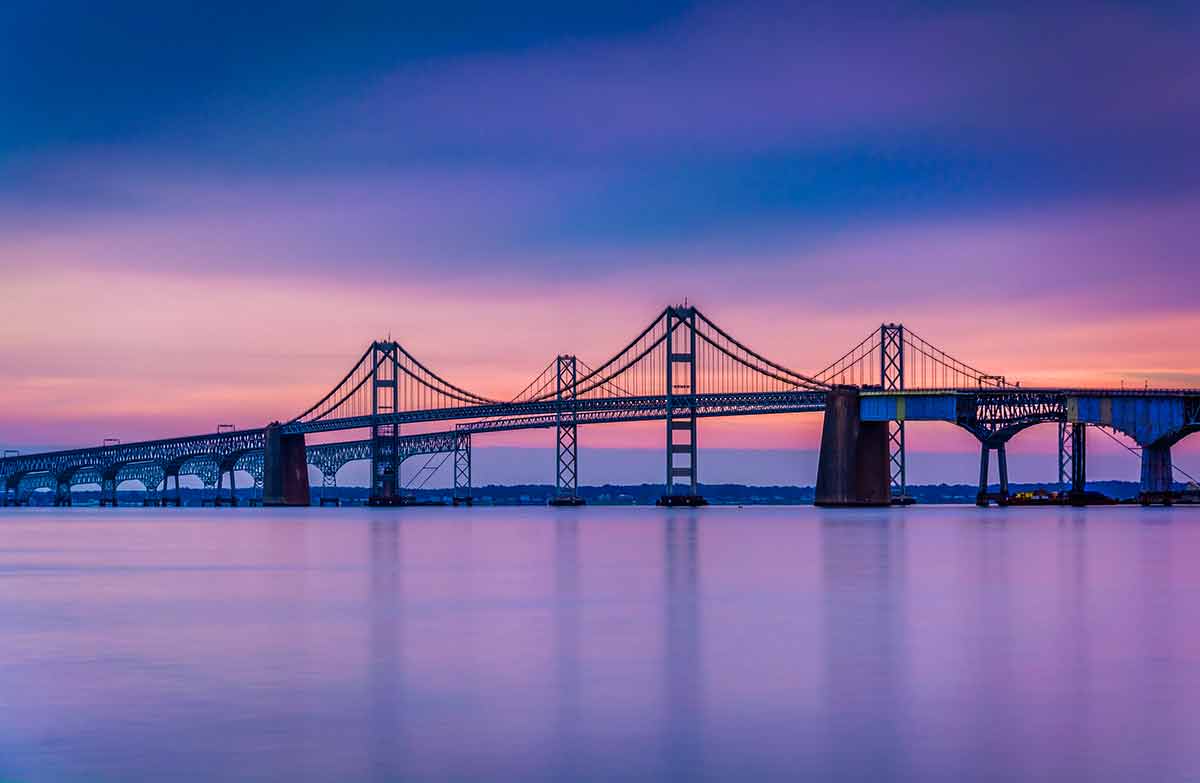 Famous landmarks in Maryland Chesapeake bay bridge