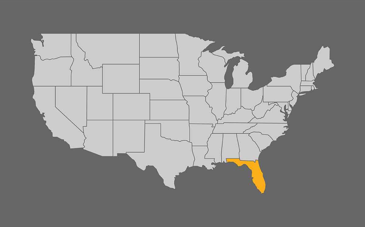 Map Of United States With Florida Highlight