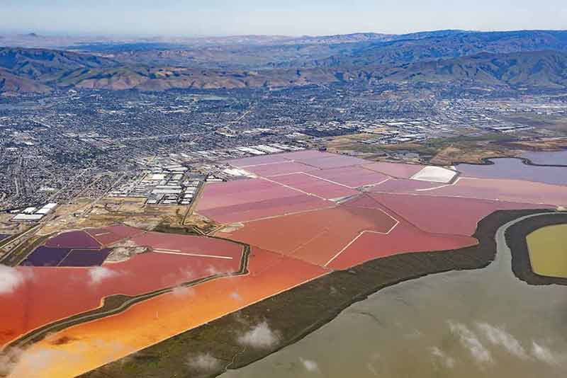 Fremont things to do Aerial photo of red salt ponds