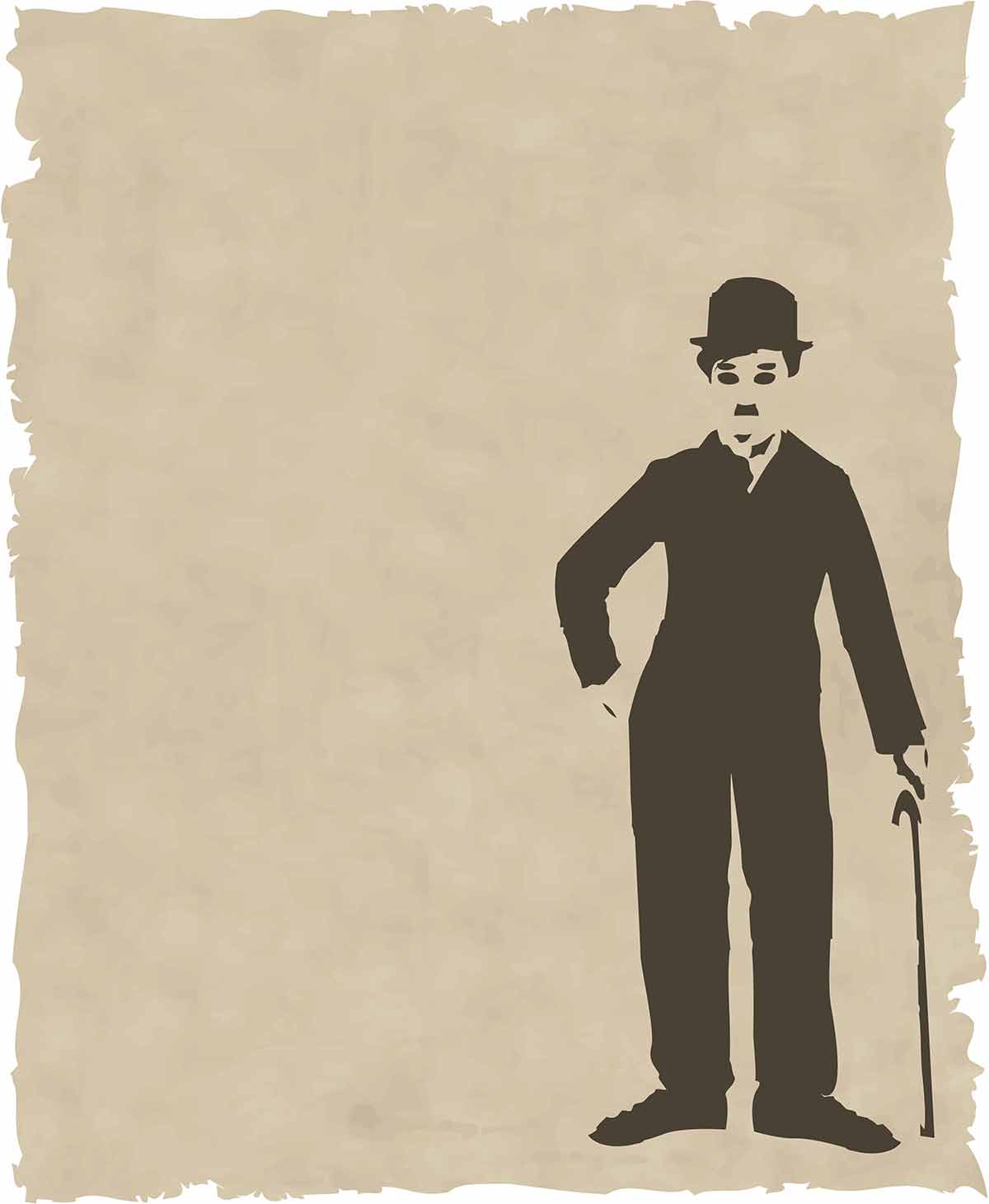vector brown silhouette chaplin on old paper