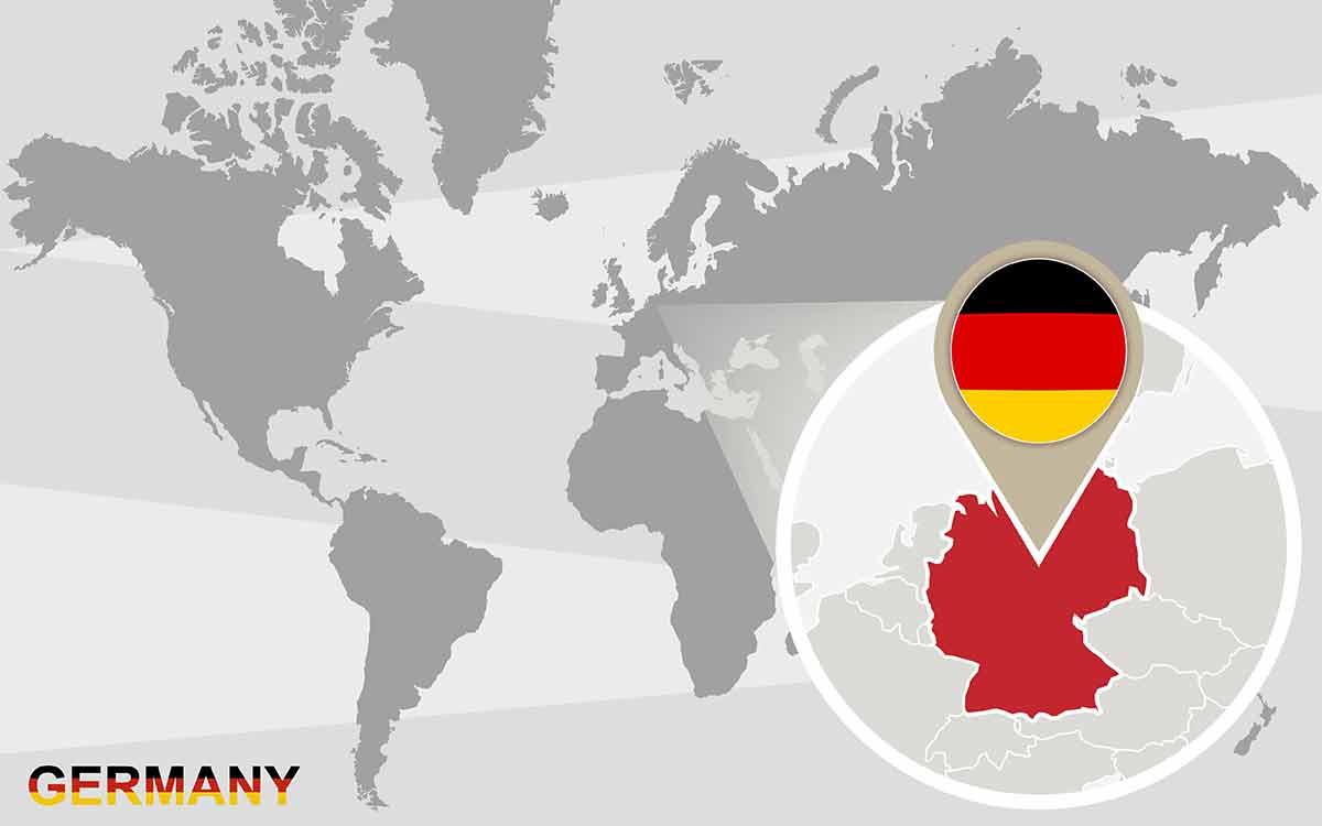 World Map With Magnified Germany