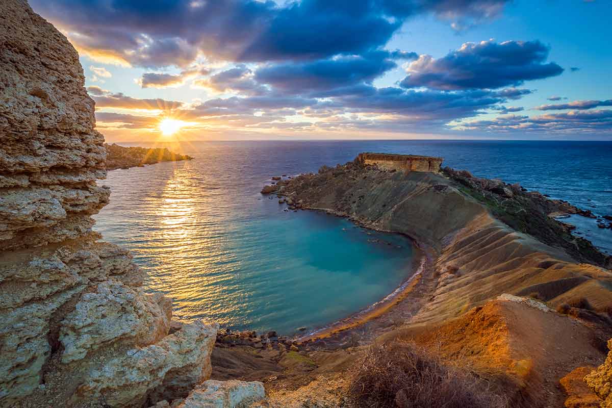 Gnejna Bay beach in malta