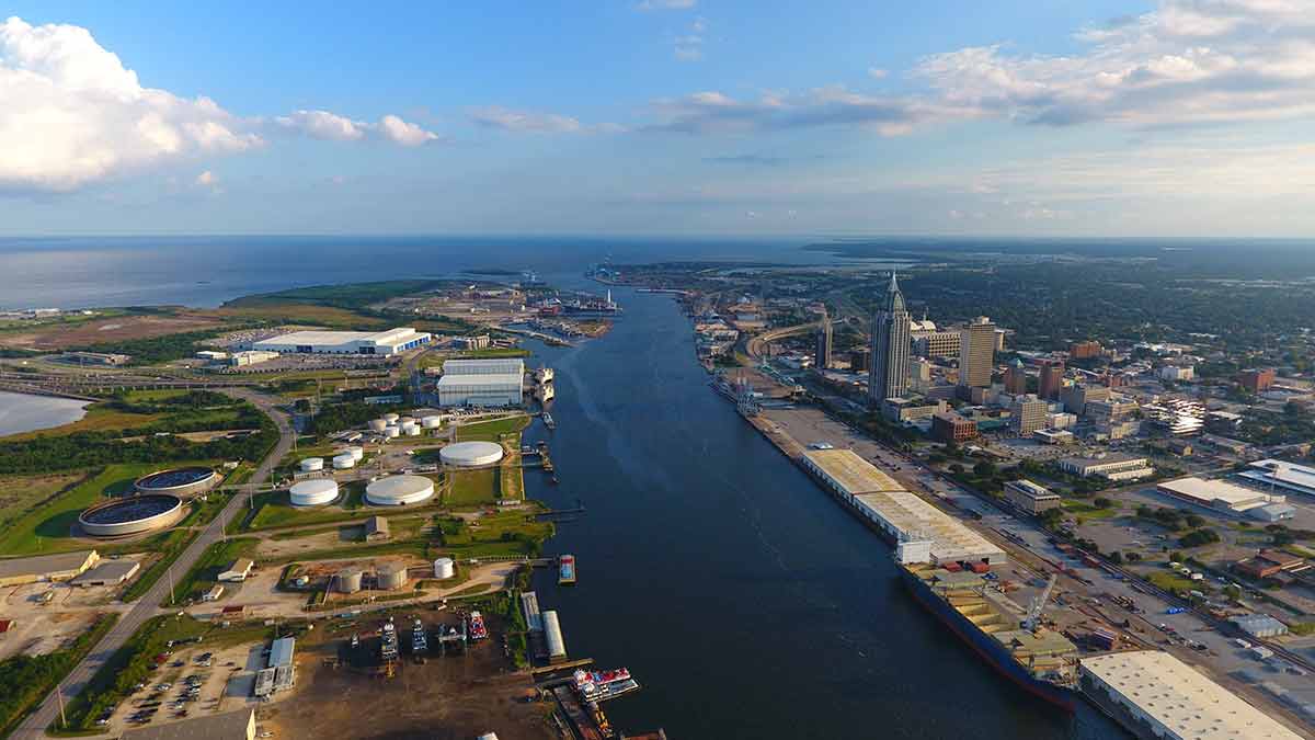 Aerial photo of Mobile, Alabama.