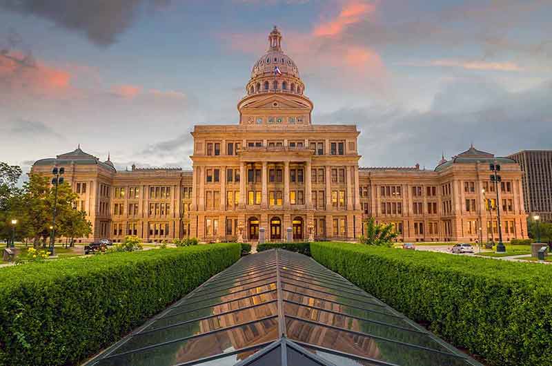 Texas State Capitol building at dawn