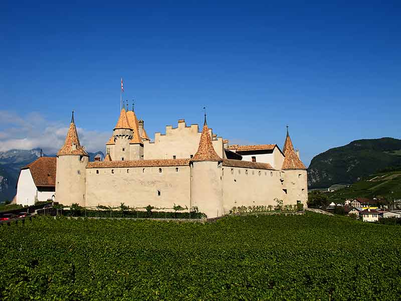 How many castles are in Switzerland? Pictured here is Aigle Castle