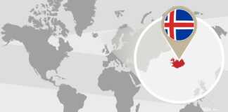 World Map With Magnified Iceland