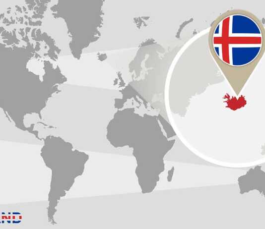 World Map With Magnified Iceland