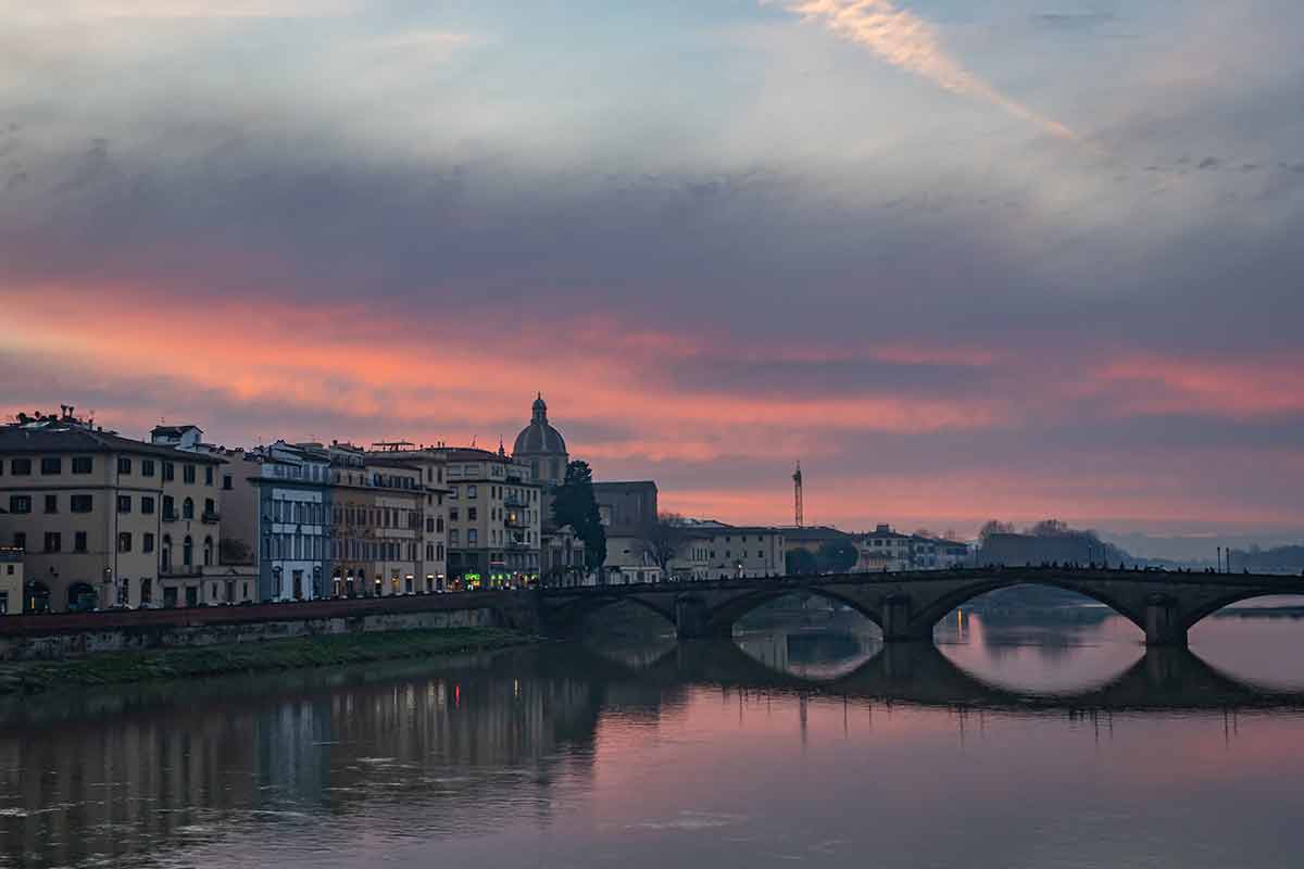 Italy in winter the arno river in florence