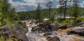 rapids flowing over rocks in Jay Cooke State Park