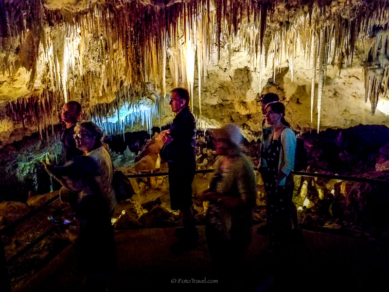 Kelly Hill Caves illuminated stalactites