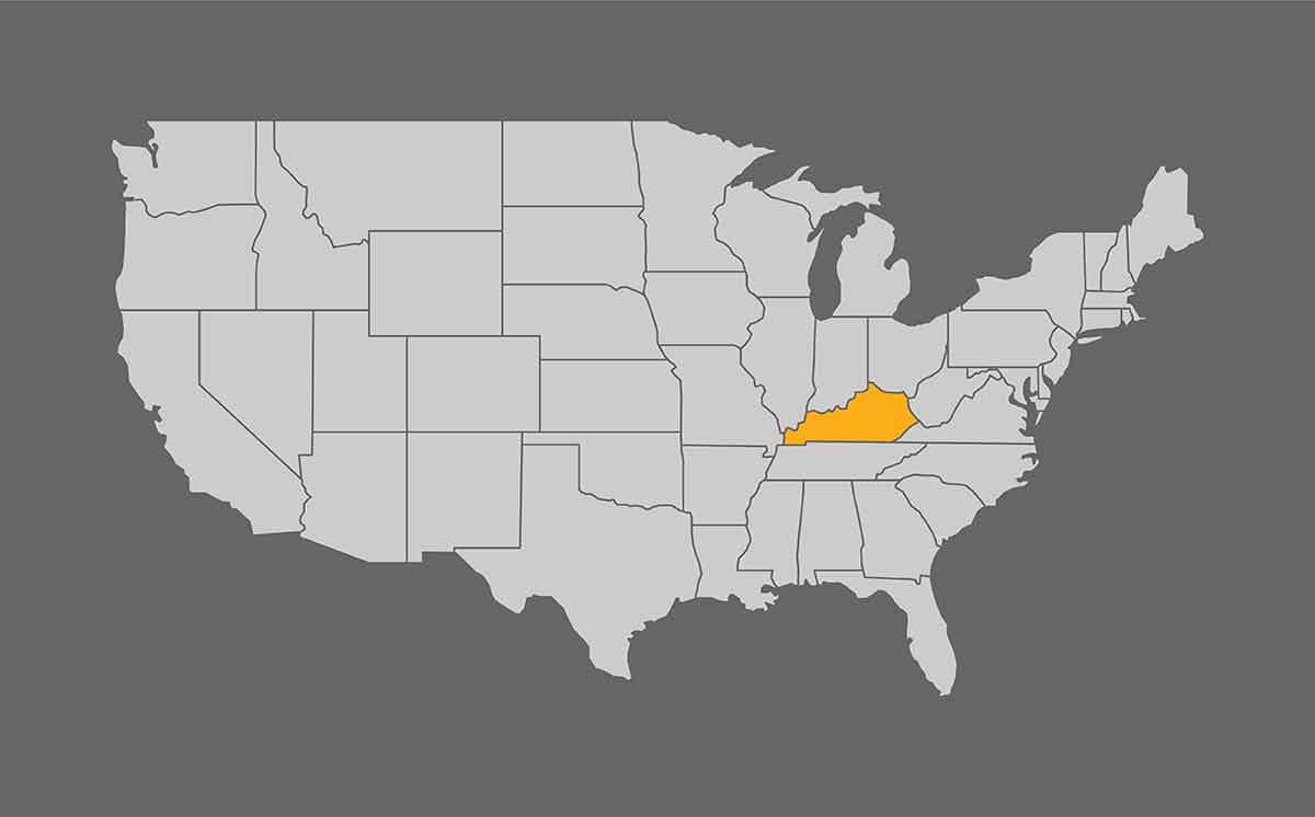 Map Of United States With Kentucky Highlight