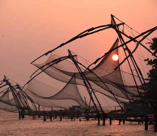 fishing nets in Kochi in Kerala
