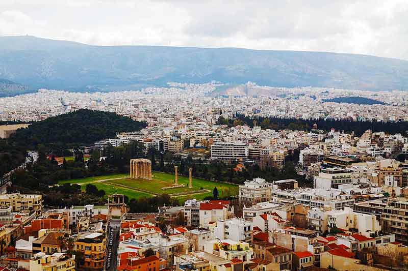 Landmarks Athens Temple of Olympian Zeus aerial view