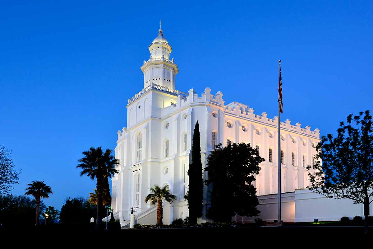 Las Vegas to Zion st george temple at night