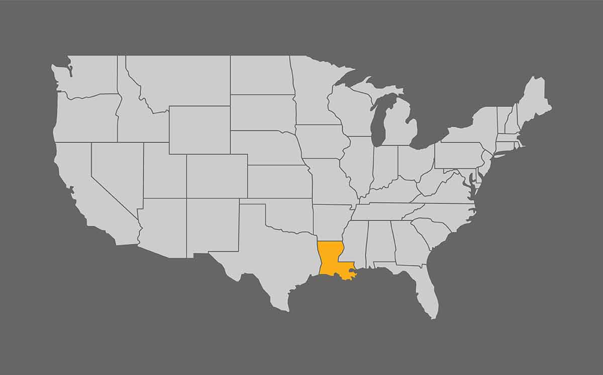 Map Of United States With Louisiana Highlight