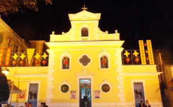 Macau St Xavie church at night