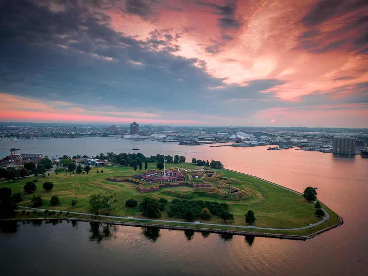 Maryland landmarks tourist attractions Fort McHenry aerial