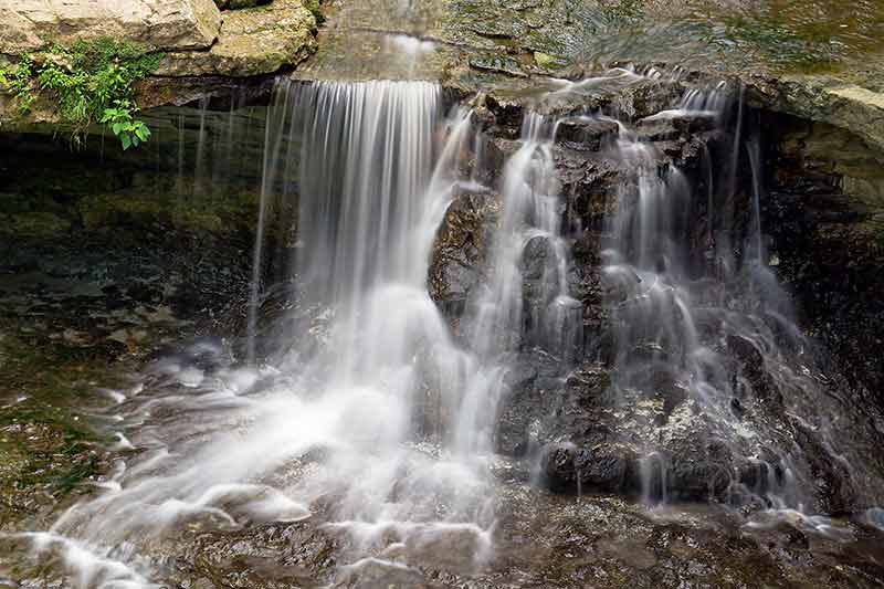 blurred waterfall cascading over rocks