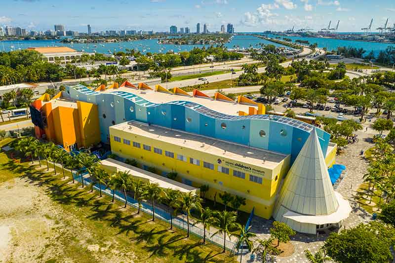 Miami Landmarks - colourful orange, blue and yellow building of the hildrens museum