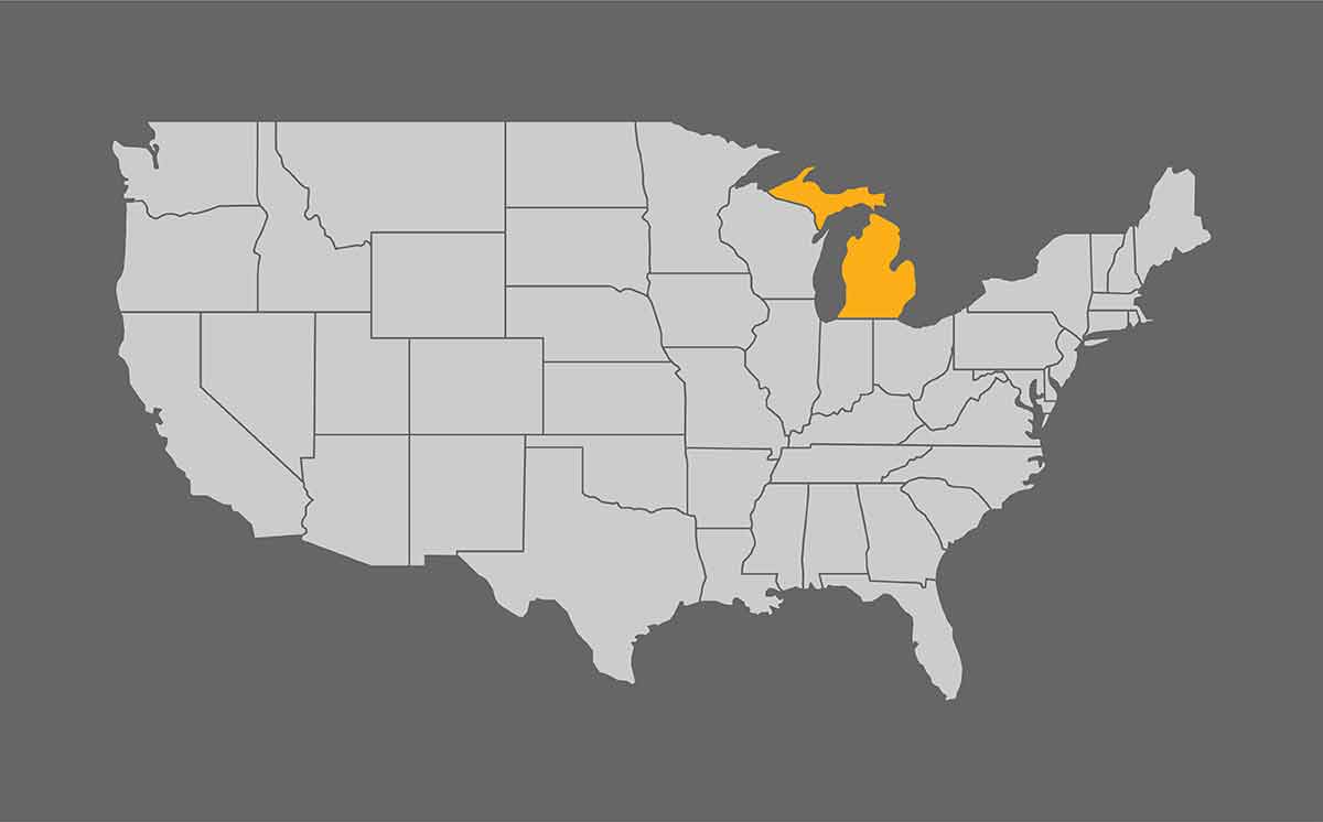 Map Of United States With Michigan Highlight