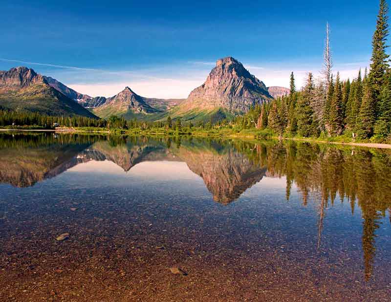 Montana major landmarks Reflections in Two Medicine lake