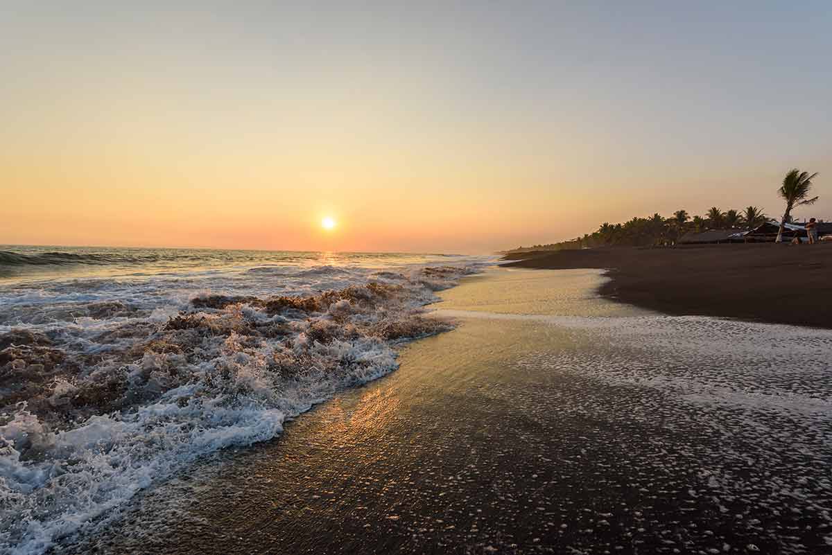 Monterrico guatemala beaches sunset, waves and black sand